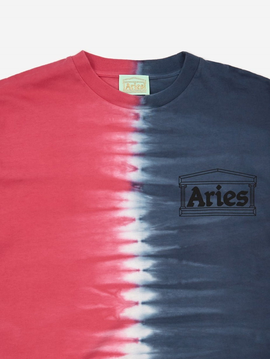 Aries Aries Classic Tie Dye Half and Half Shortsleeve T-Shirt - Blue/Fuschia - Blue