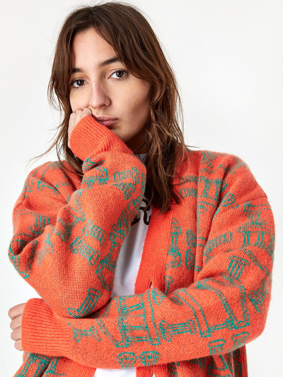 Aries Aries Column Cardigan - Orange/Olive - Orange