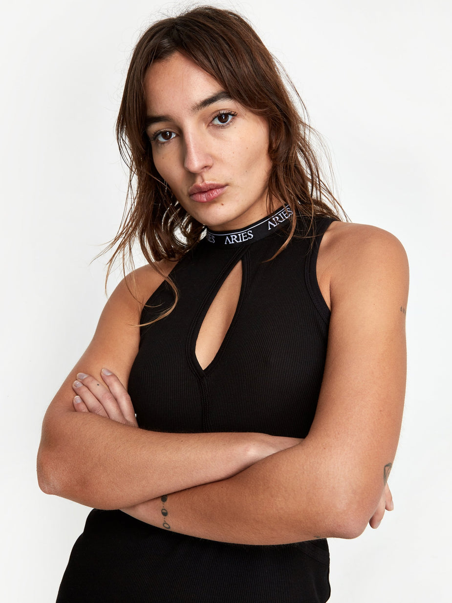 Aries Aries Keyhole Ribbed Dress - Black - Black