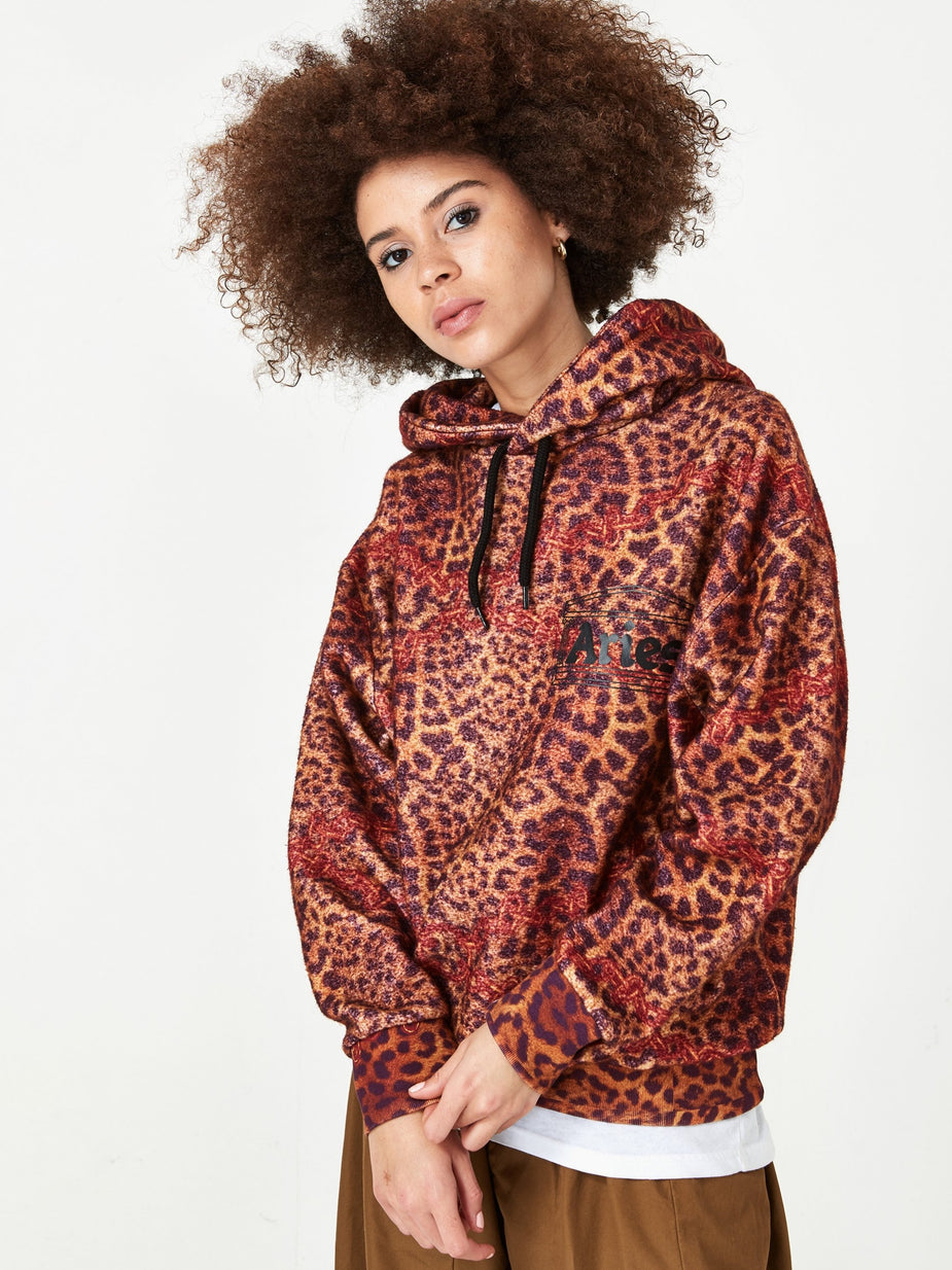 Aries Aries Leopard Chain Hooded Sweatshirt - Leopard - Animal Print