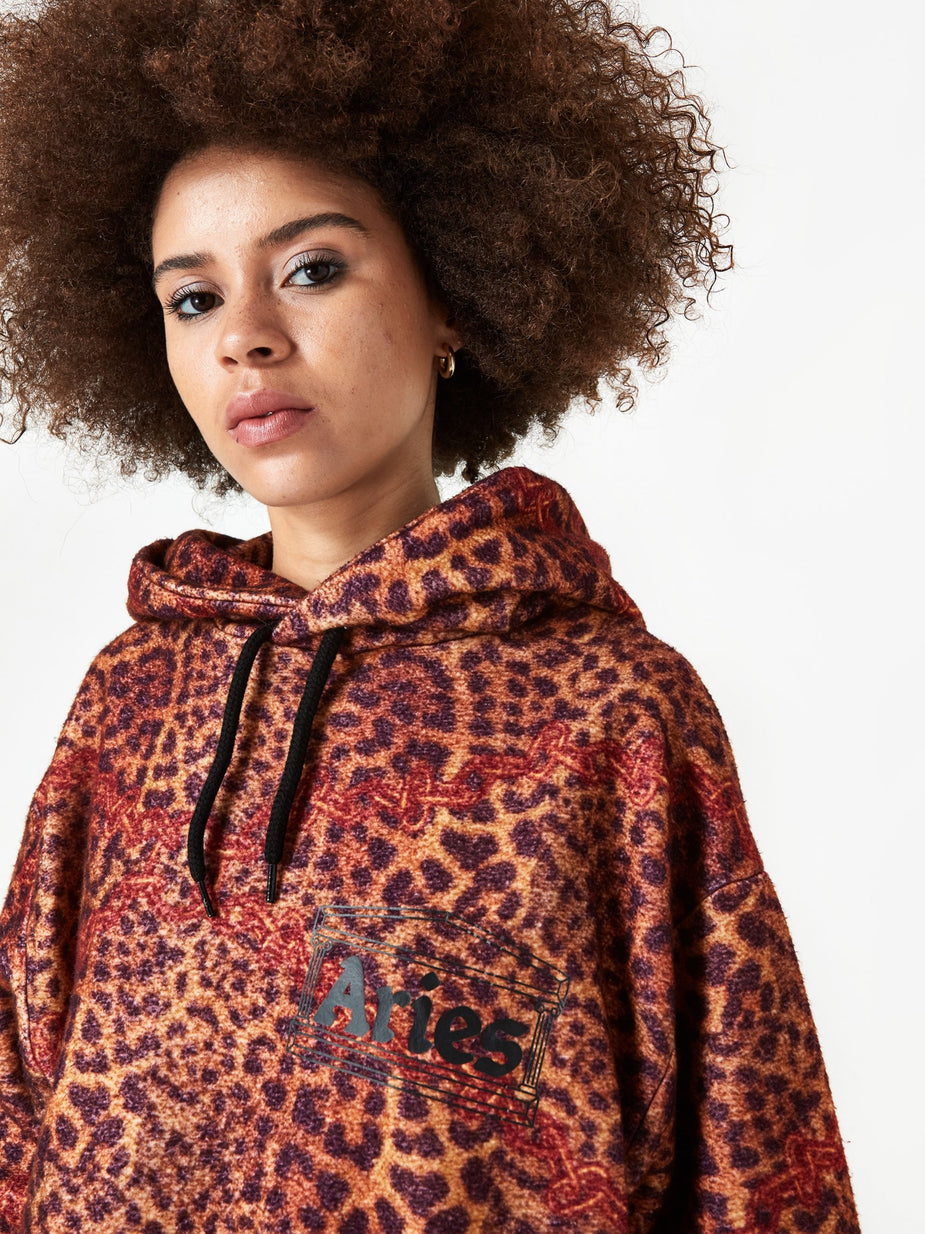 Aries Aries Leopard Chain Hooded Sweatshirt - Leopard - Animal Print