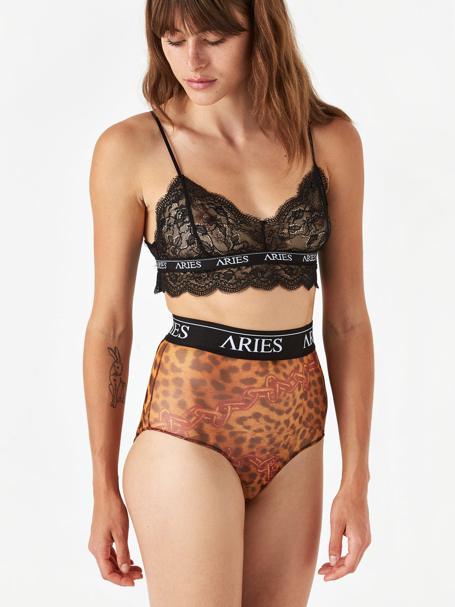 Aries Aries Leopard Mesh High Waist Brief - Leopard - Animal Print