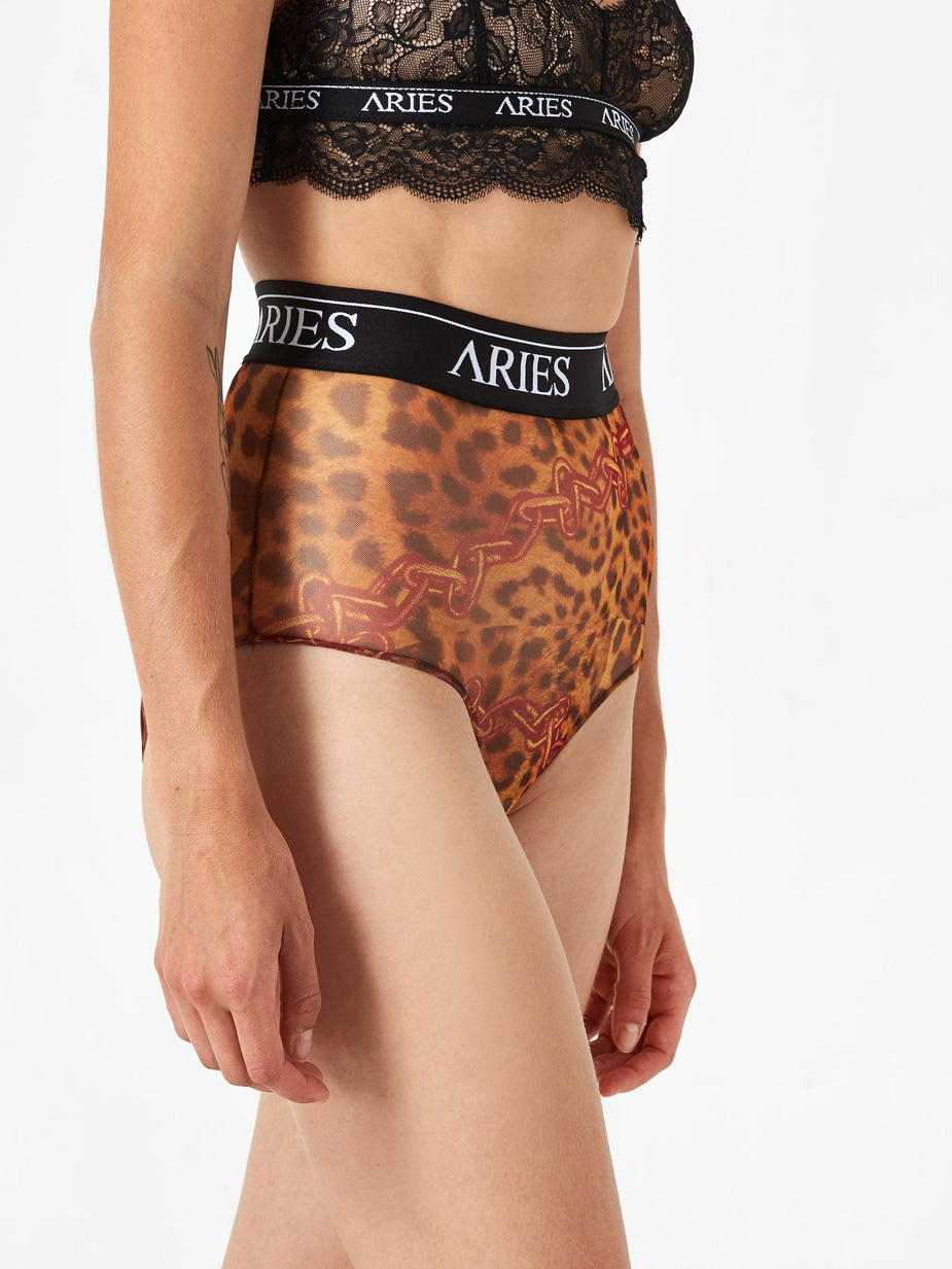 Aries Aries Leopard Mesh High Waist Brief - Leopard - Animal Print