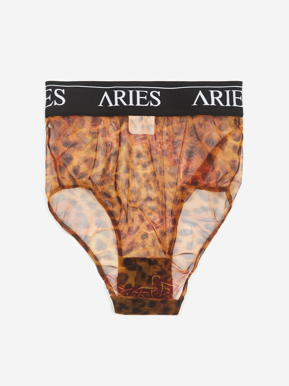 Aries Aries Leopard Mesh High Waist Brief - Leopard - Animal Print