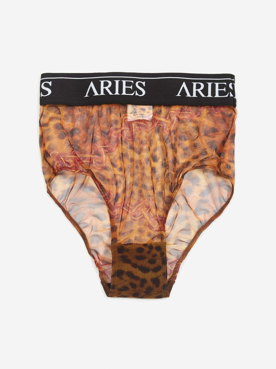 Aries Aries Leopard Mesh High Waist Brief - Leopard - Animal Print