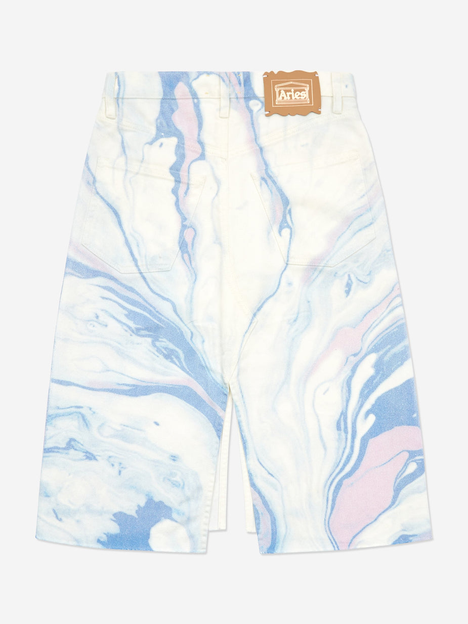 Aries Aries Marble Print Denim Skirt - Marble - Other