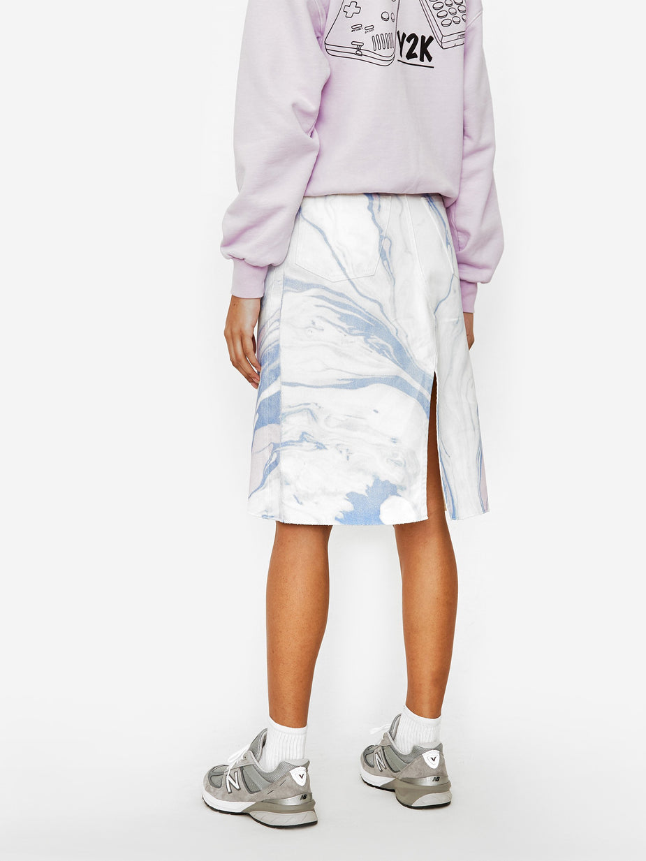 Aries Aries Marble Print Denim Skirt - Marble - Other