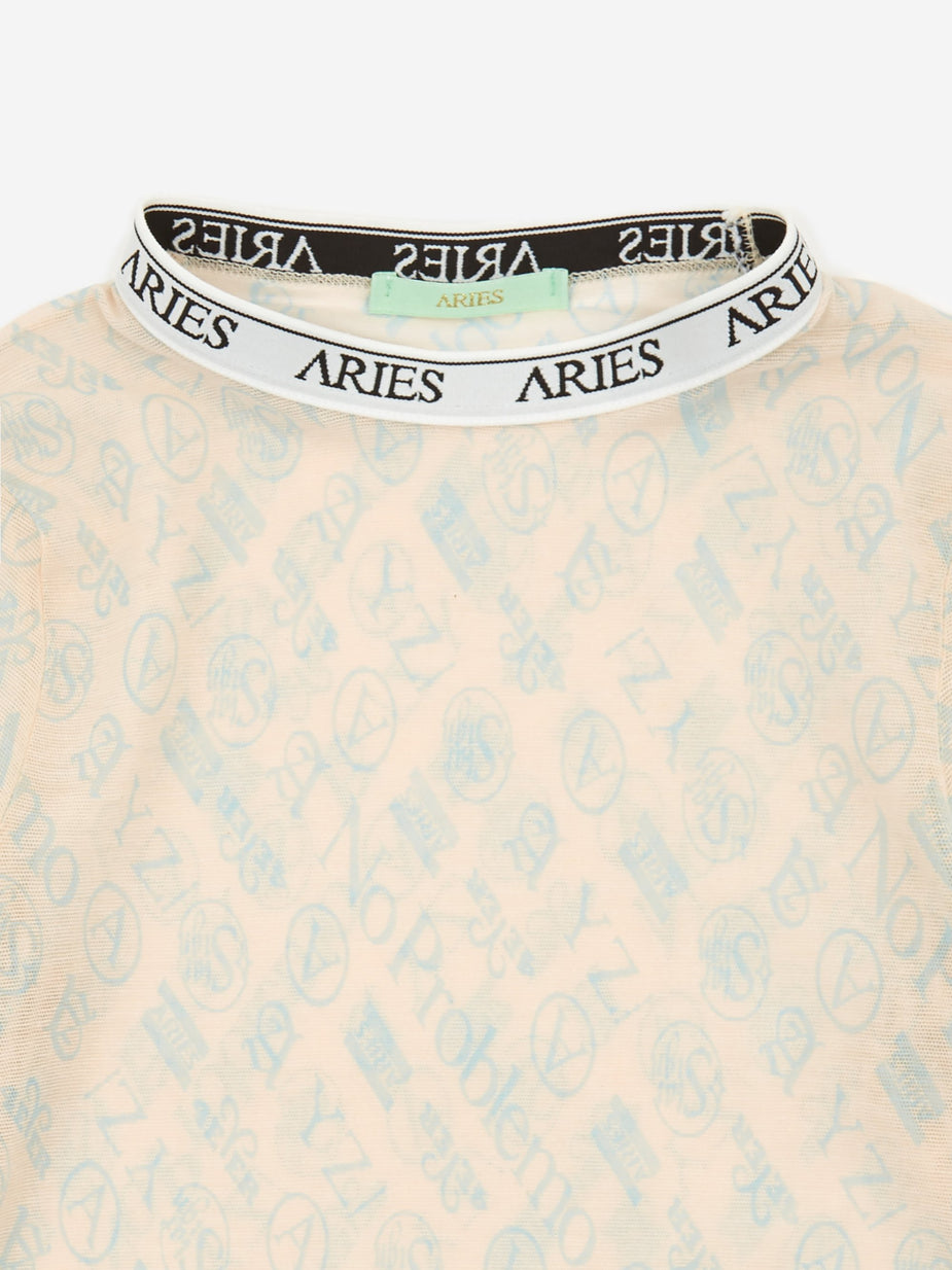 Aries Aries Monogram Longsleeve Mesh Top - Pale Blush - Other