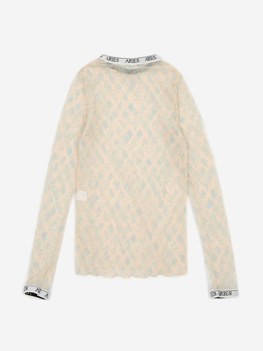 Aries Aries Monogram Longsleeve Mesh Top - Pale Blush - Other