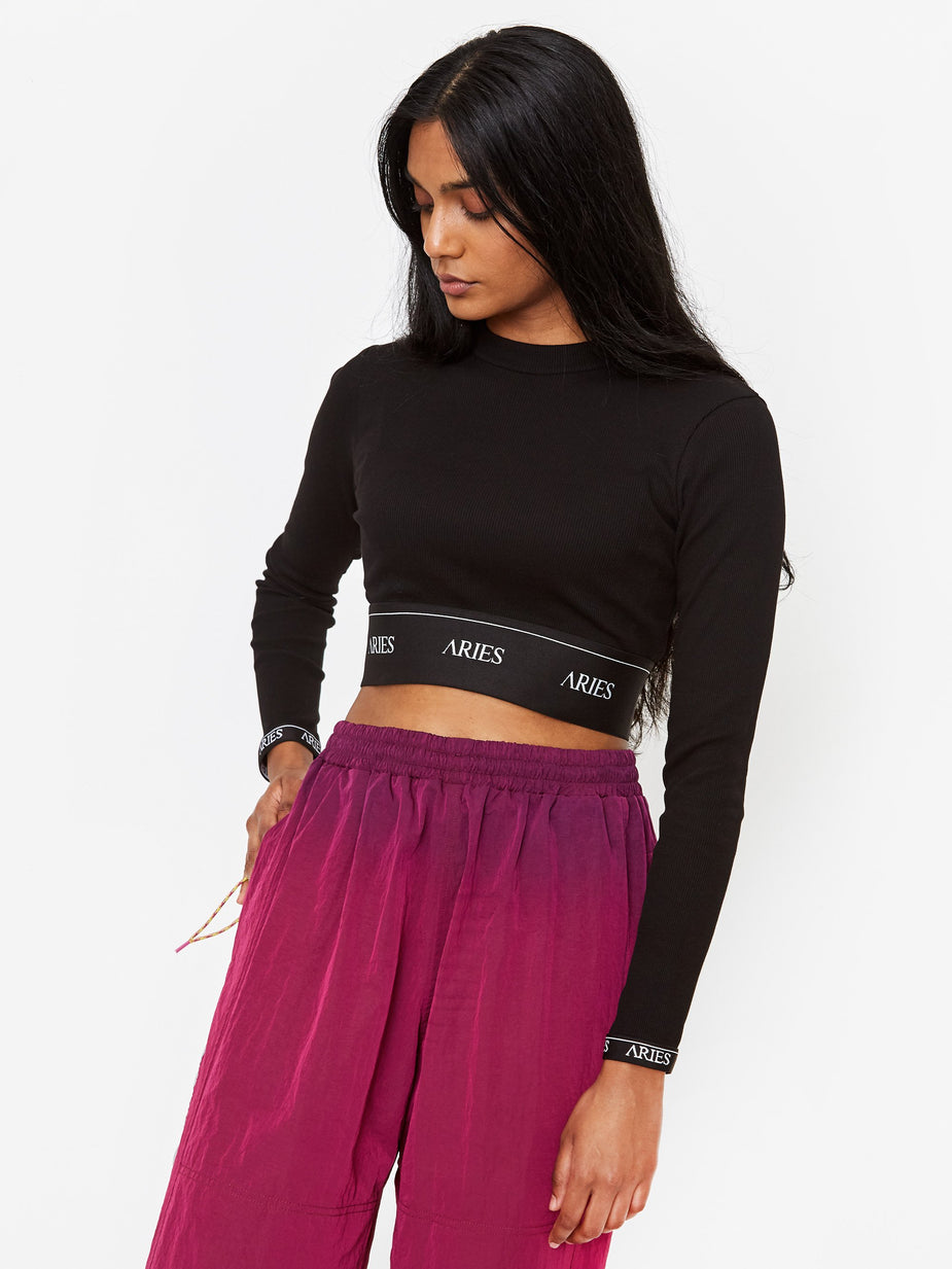 Aries Aries Rib Crop Top - Black - Black