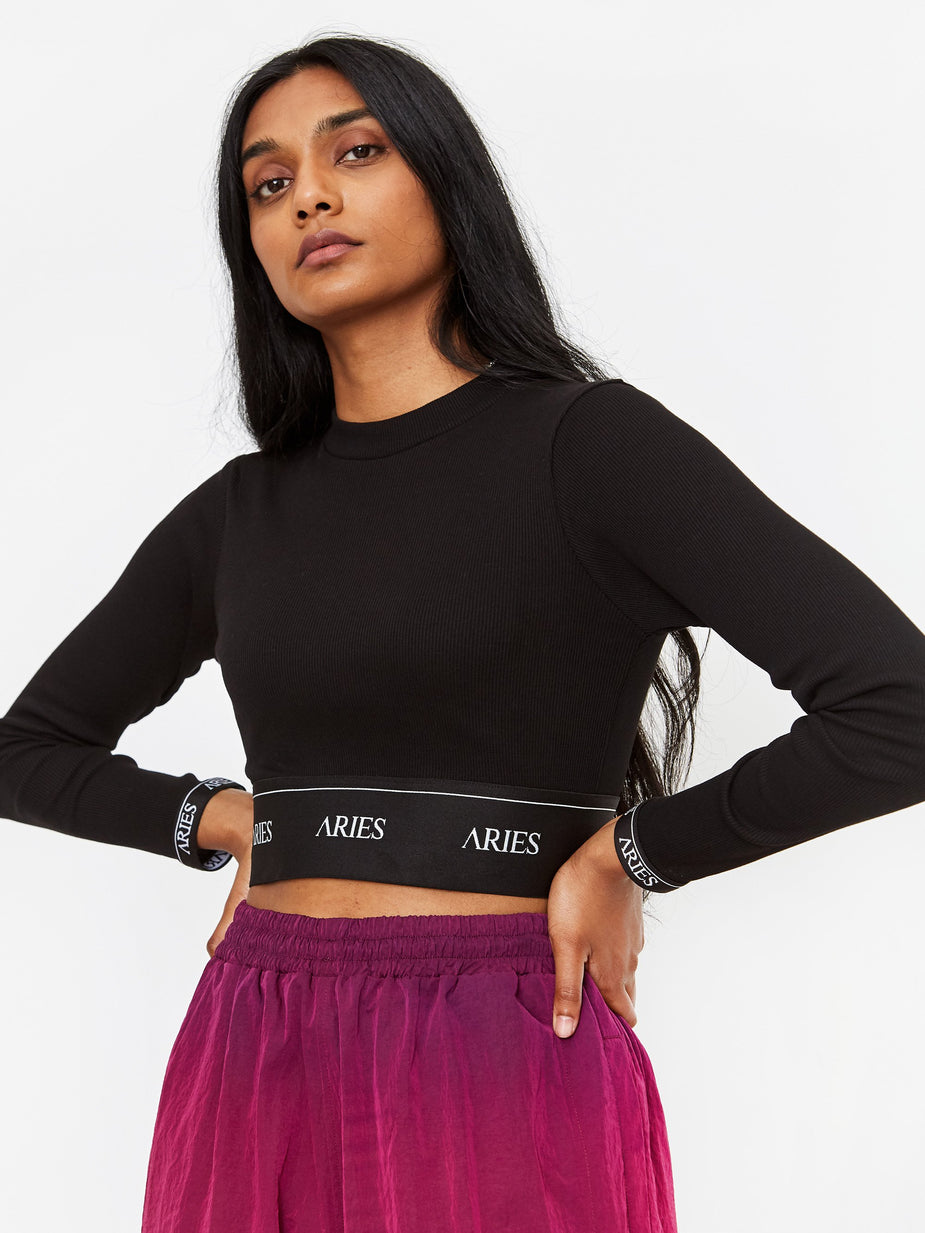 Aries Aries Rib Crop Top - Black - Black