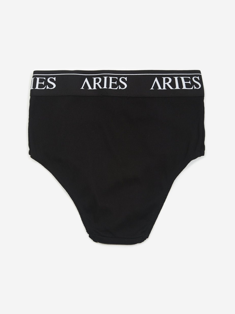 Aries Aries Rib High Waist Brief - Black/Black - Black