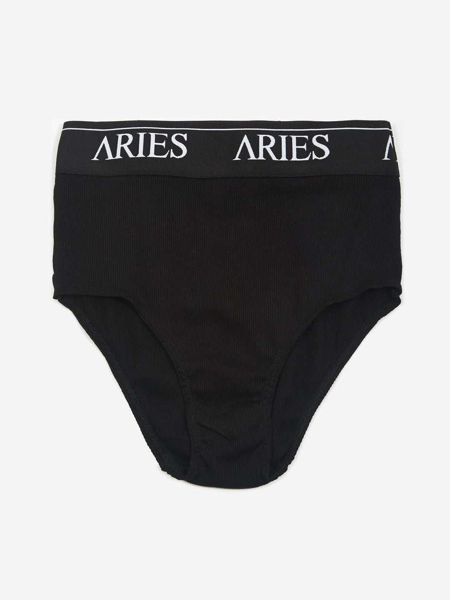 Aries Aries Rib High Waist Brief - Black/Black - Black