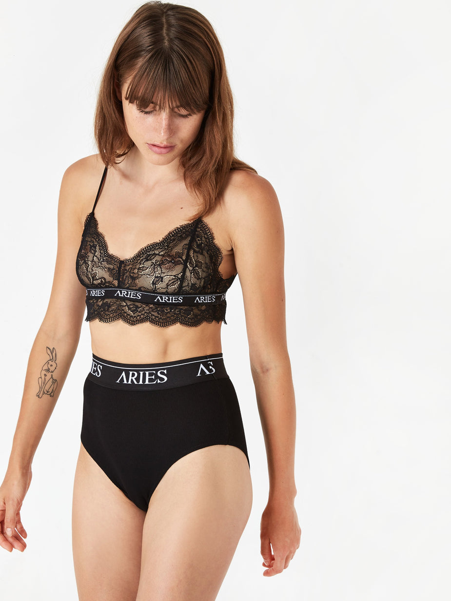 Aries Aries Rib High Waist Brief - Black/Black - Black