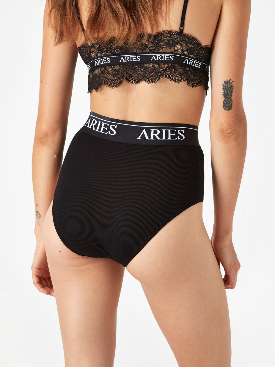 Aries Aries Rib High Waist Brief - Black/Black - Black