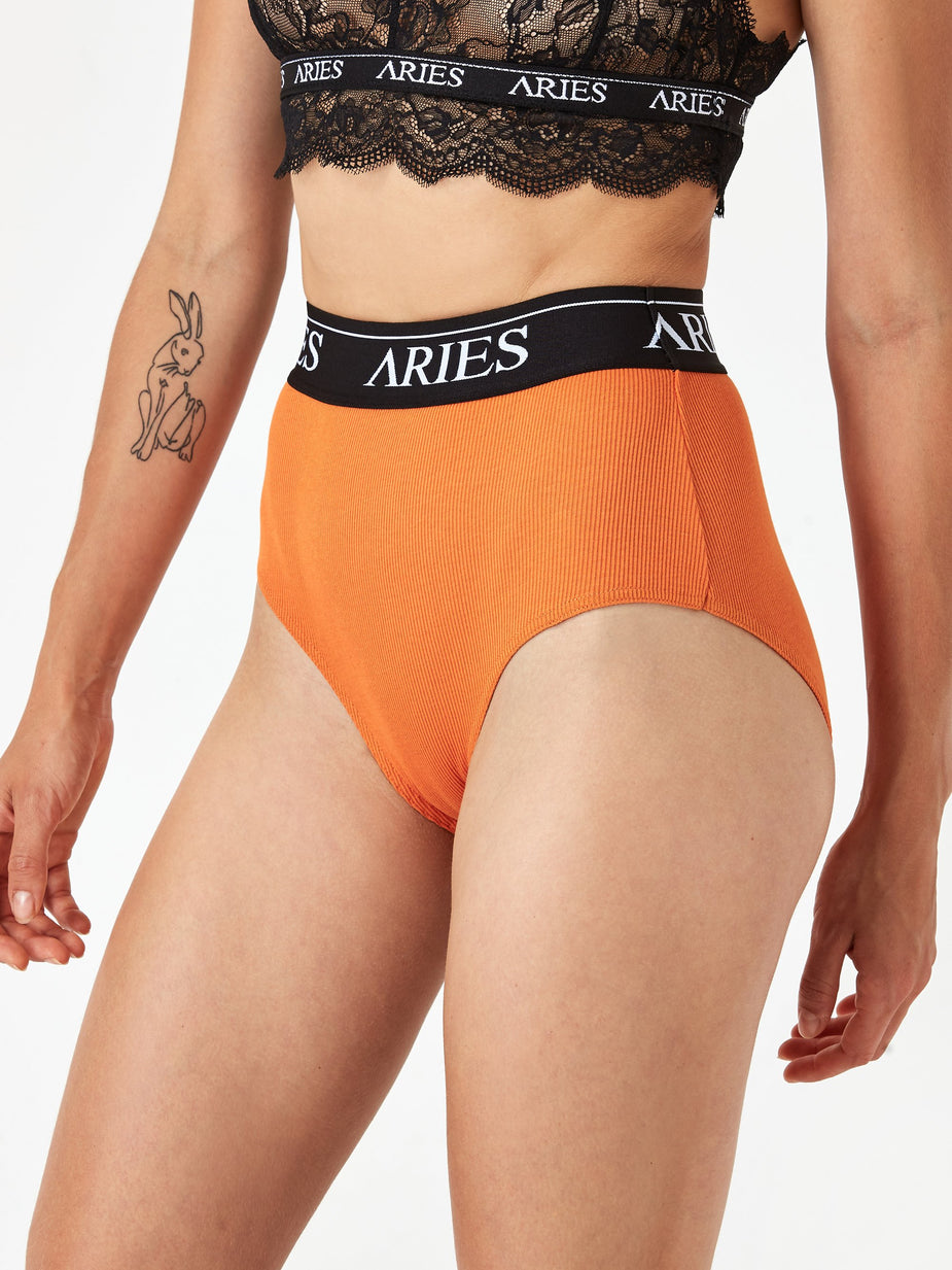Aries Aries Rib High Waist Brief - Orange - Orange