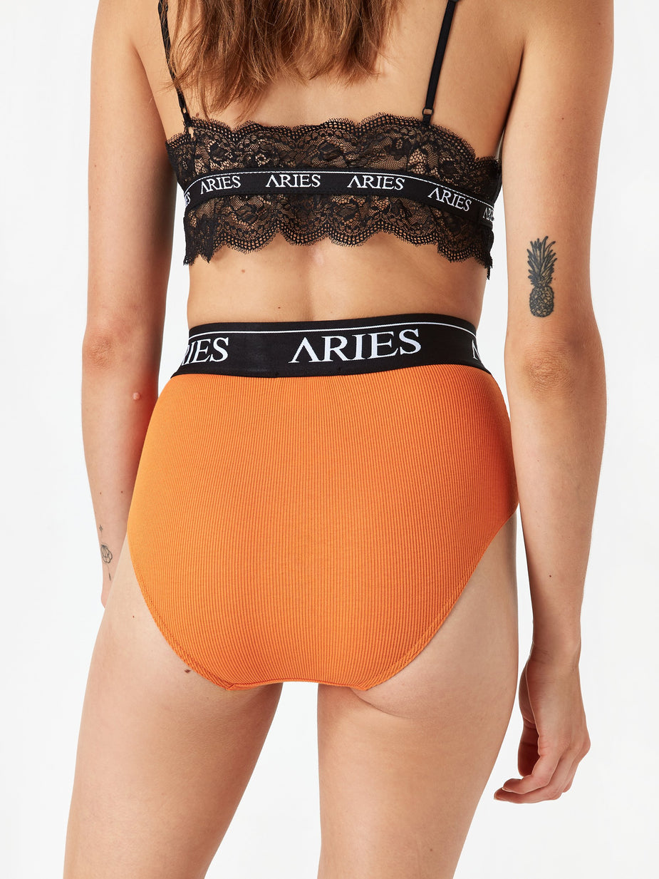 Aries Aries Rib High Waist Brief - Orange - Orange