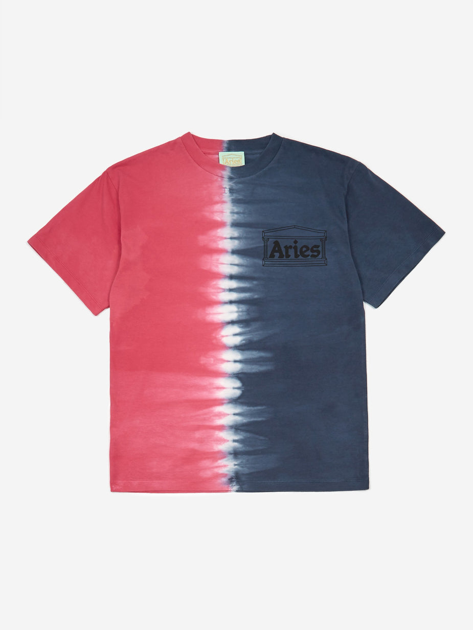Aries Aries Tie Dye Half And Half Shortsleeve T-Shirt - Blue/Fuscia - Blue