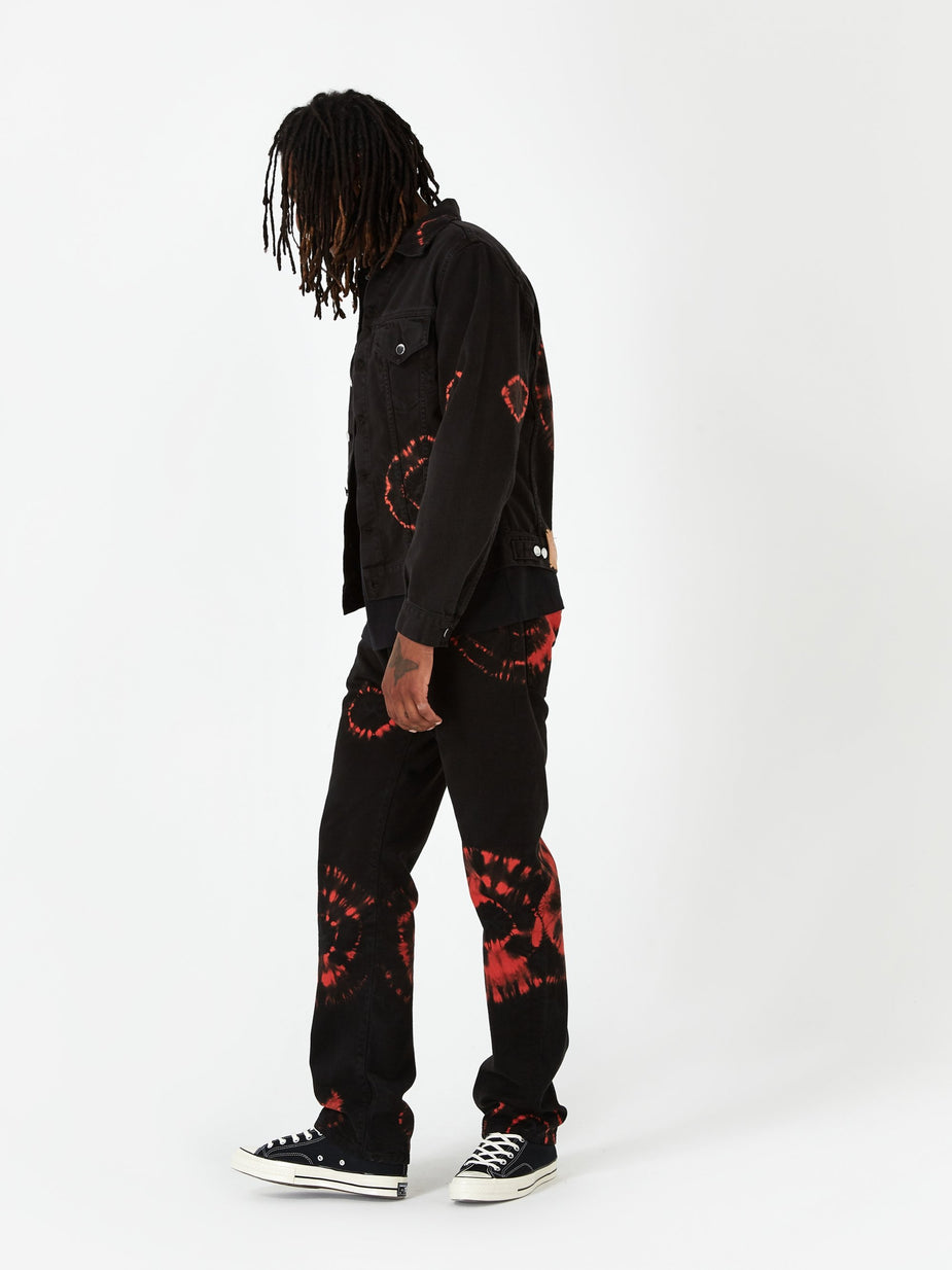Aries Aries Tie Dye Trucker Jacket - Black/Orange - Orange
