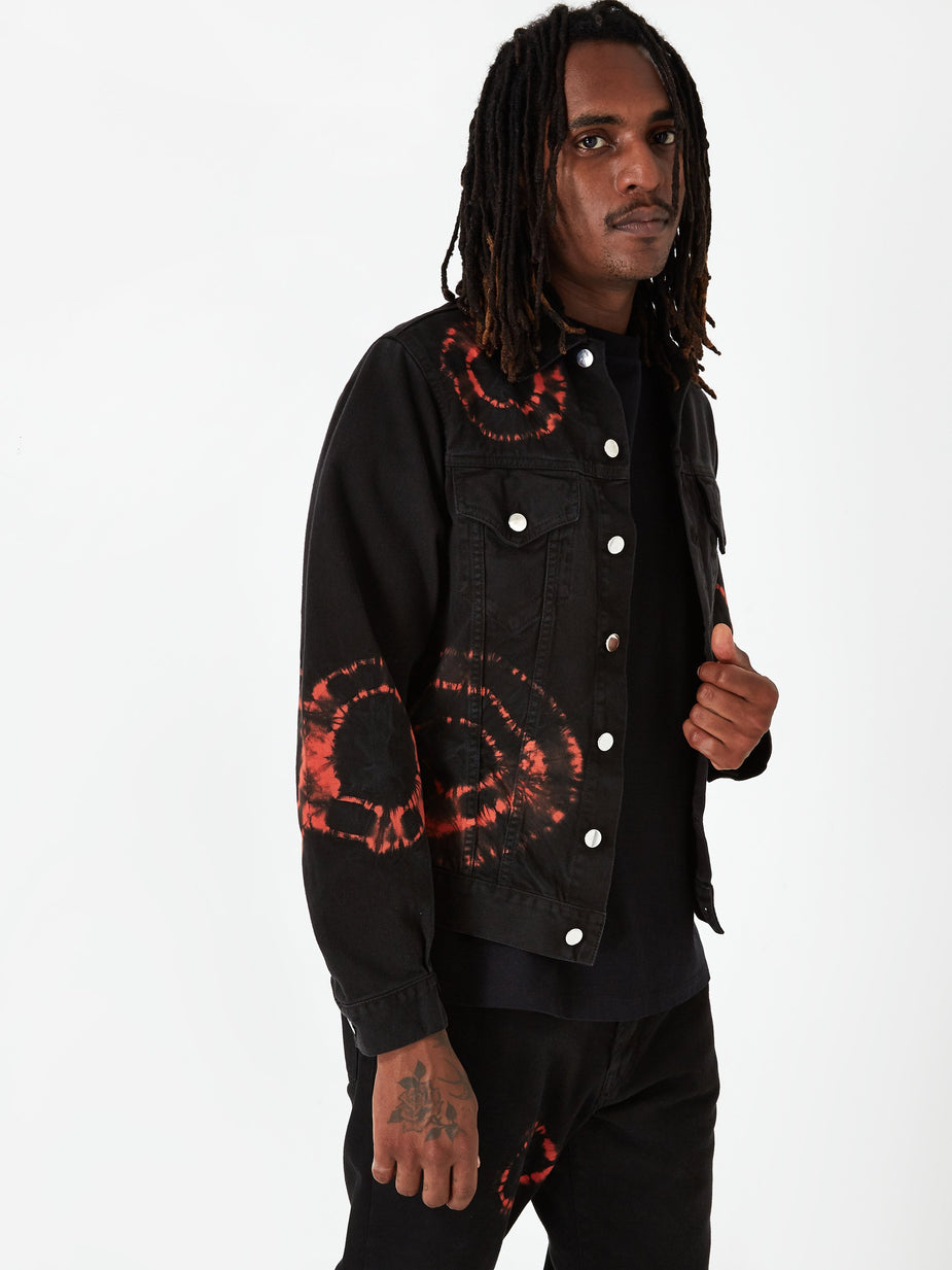 Aries Aries Tie Dye Trucker Jacket - Black/Orange - Orange