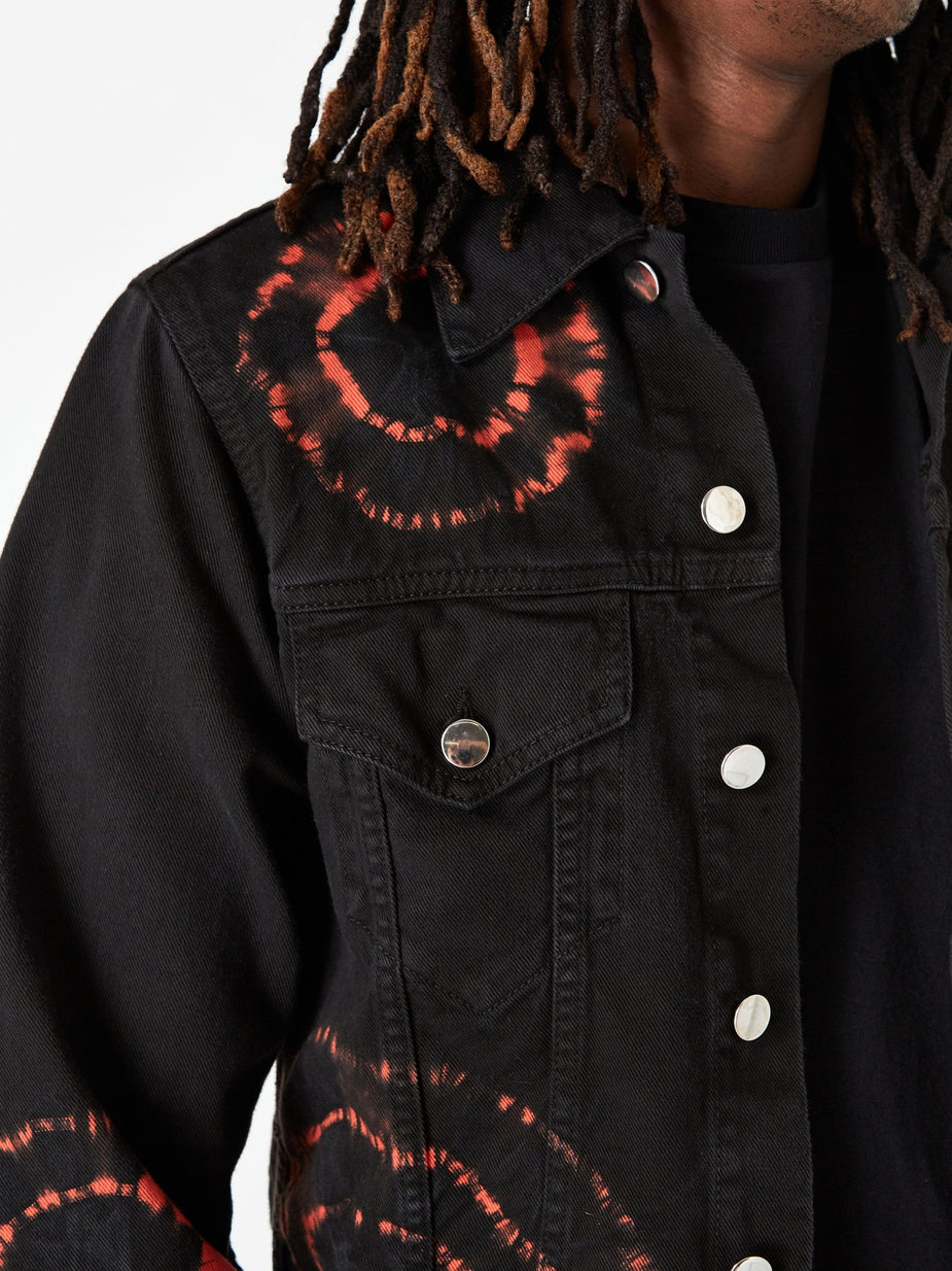 Aries Aries Tie Dye Trucker Jacket - Black/Orange - Orange