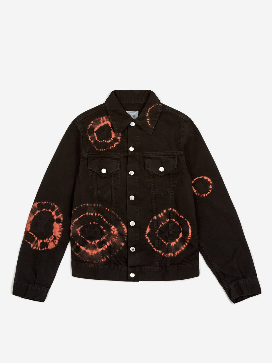 Aries Aries Tie Dye Trucker Jacket - Black/Orange - Orange