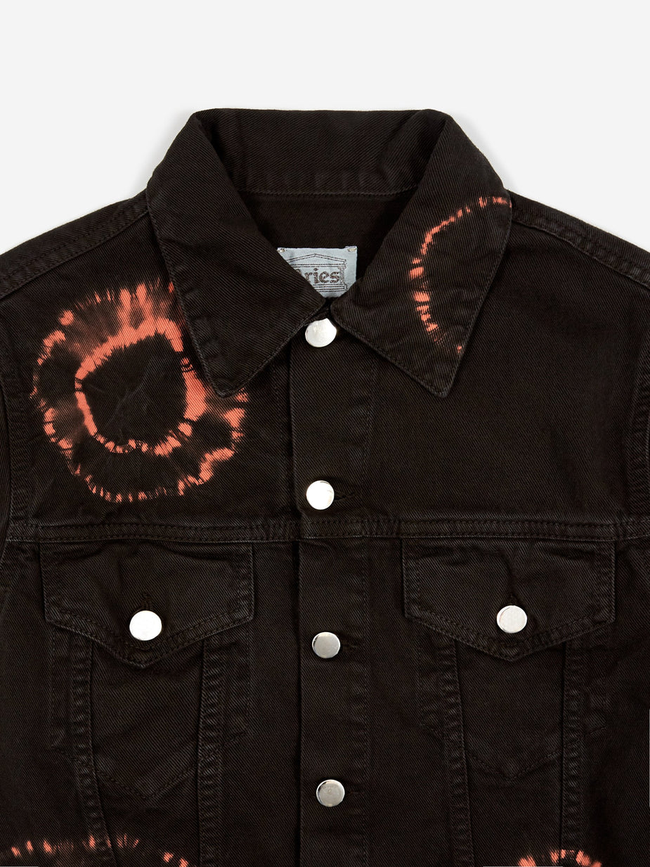 Aries Aries Tie Dye Trucker Jacket - Black/Orange - Orange