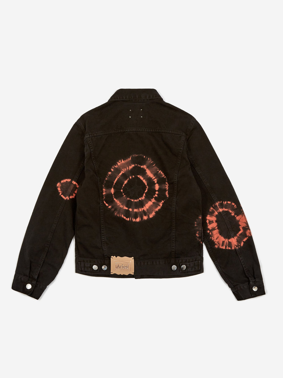 Aries Aries Tie Dye Trucker Jacket - Black/Orange - Orange