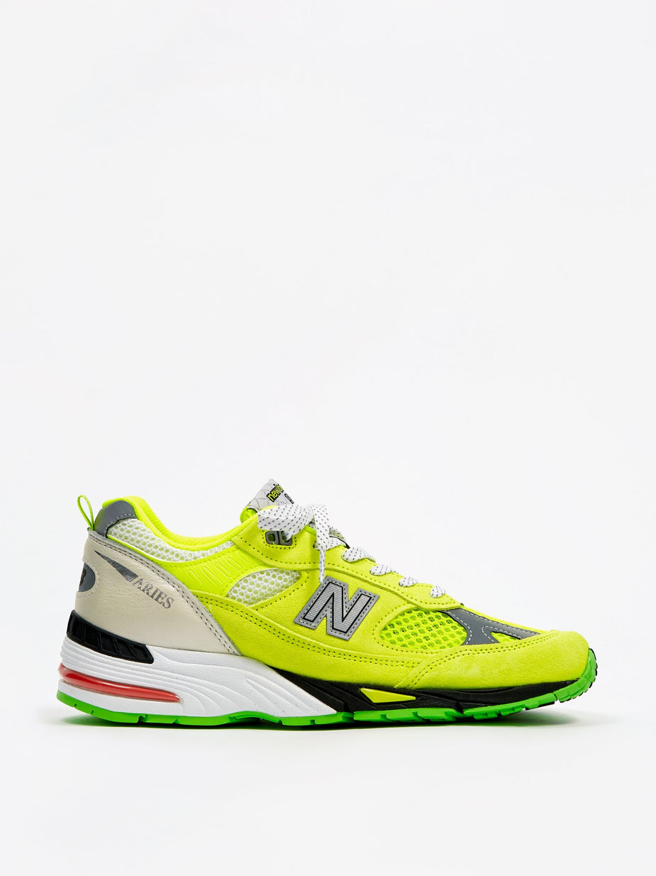Aries Aries x New Balance 991 - Neon Yellow/Silver - Yellow