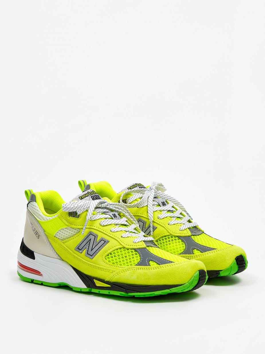 Aries Aries x New Balance 991 - Neon Yellow/Silver - Yellow