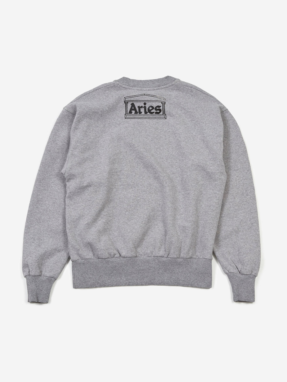 Aries Aries Bourgeois Temple Crewneck Sweatshirt - Grey Marl - Grey