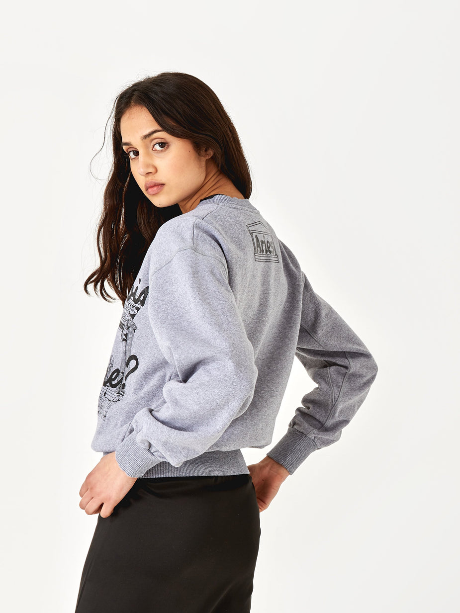 Aries Aries Bourgeois Temple Crewneck Sweatshirt - Grey Marl - Grey
