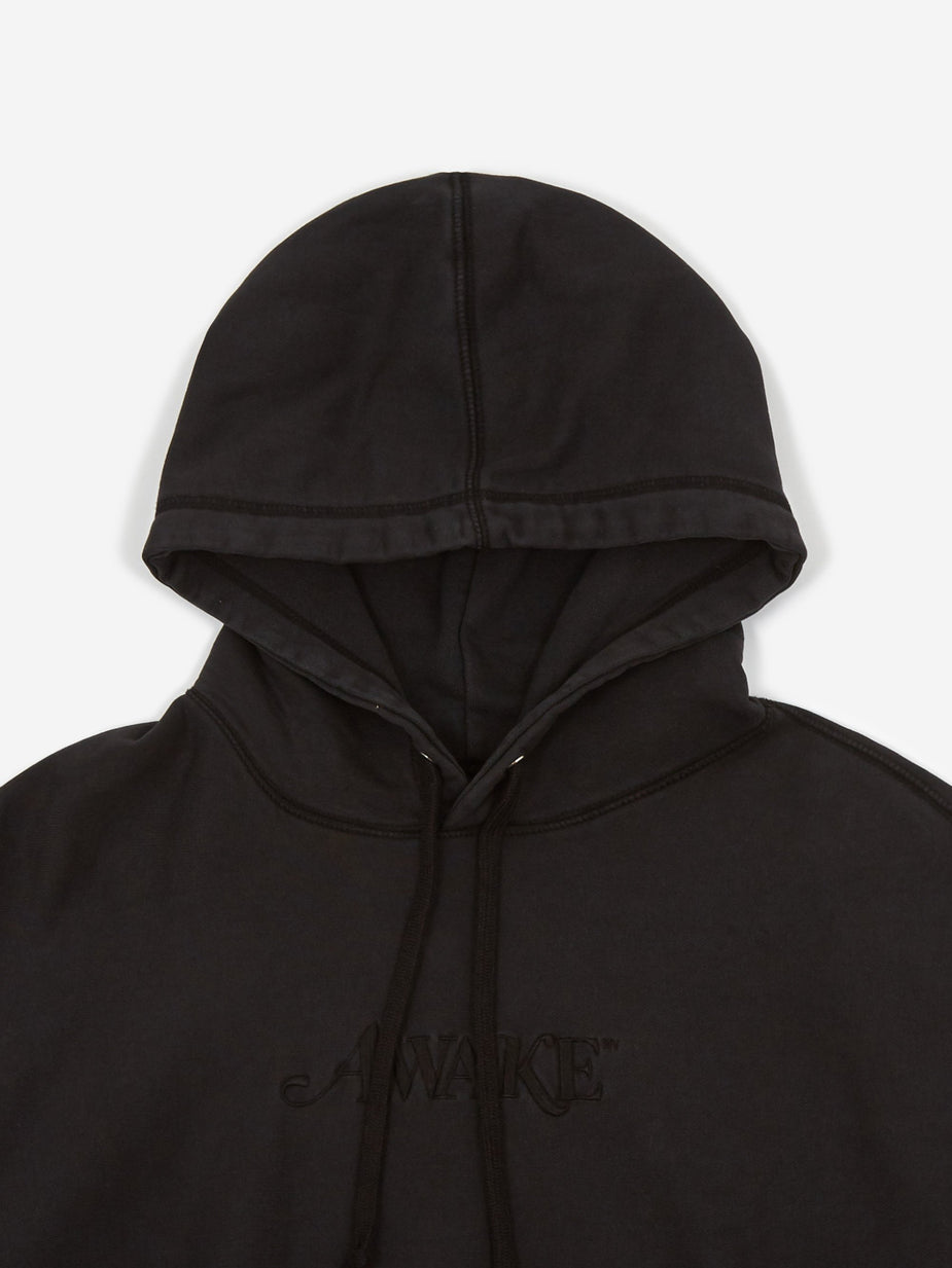 Awake NY Awake NY Classic Logo Embroidered Hoodie - Washed Black - Black
