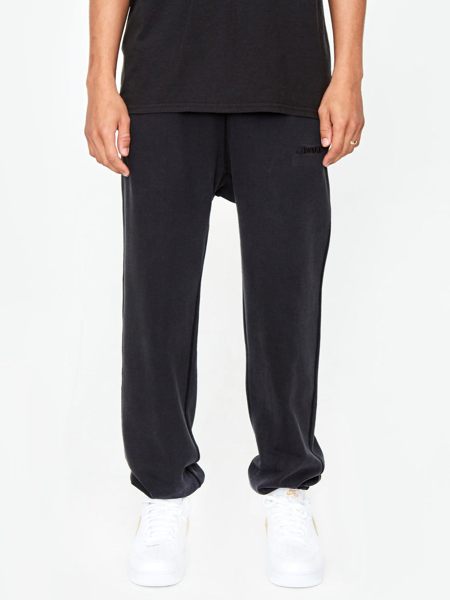 Awake NY Awake NY Classic Logo Embroidered Sweatpant - Washed Black - Black