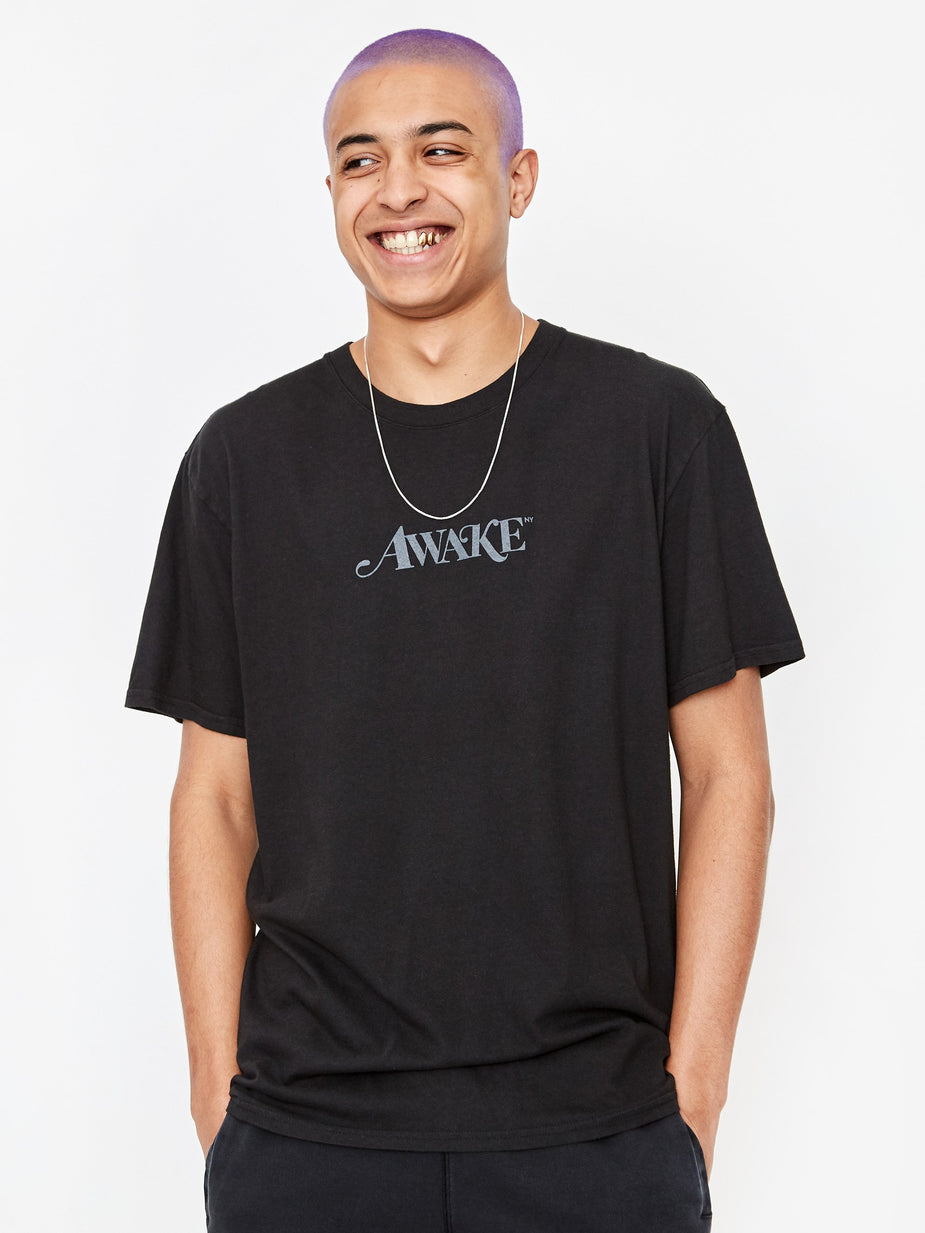 Awake NY Awake NY Classic Logo Shortsleeve T-Shirt - Washed Black - Black
