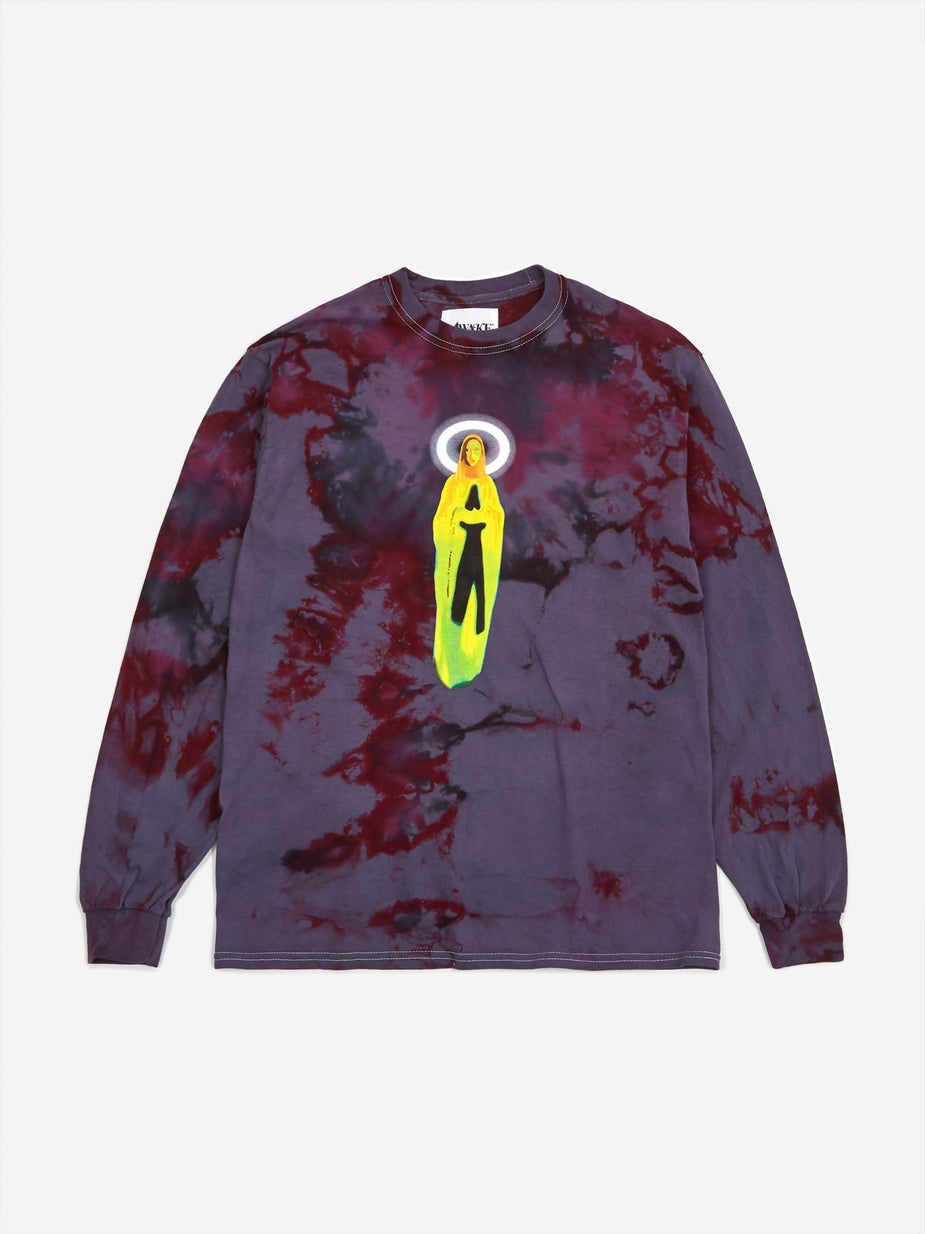 Awake NY Awake NY Mother Mary Longsleeve T-Shirt - Tie Dye Charcoal - Tie-Dye