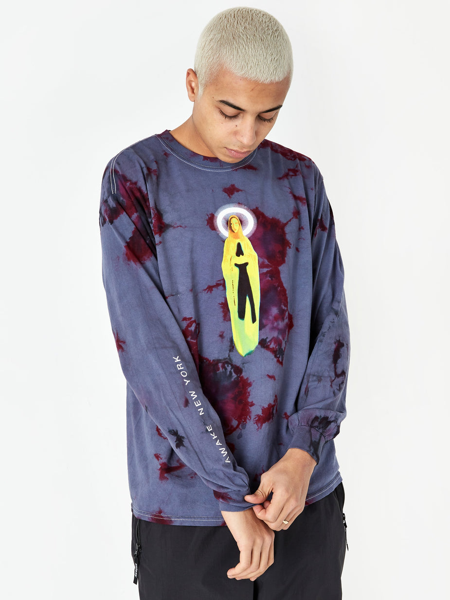Awake NY Awake NY Mother Mary Longsleeve T-Shirt - Tie Dye Charcoal - Tie-Dye