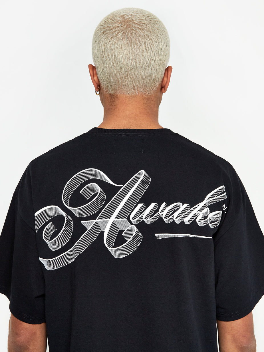 Awake NY Awake NY Ribbon Script Logo T-Shirt - Black - Black
