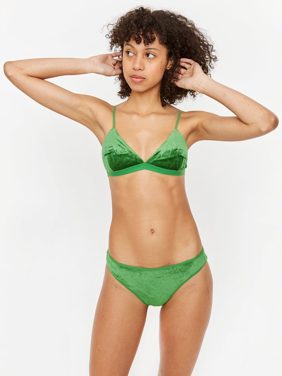 Baserange Baserange Bell Pant Shiny Velours - Fawn Green - Green