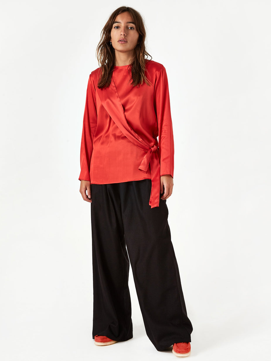 Baserange Baserange Gada Top Silk Satin - Simin Red - Red