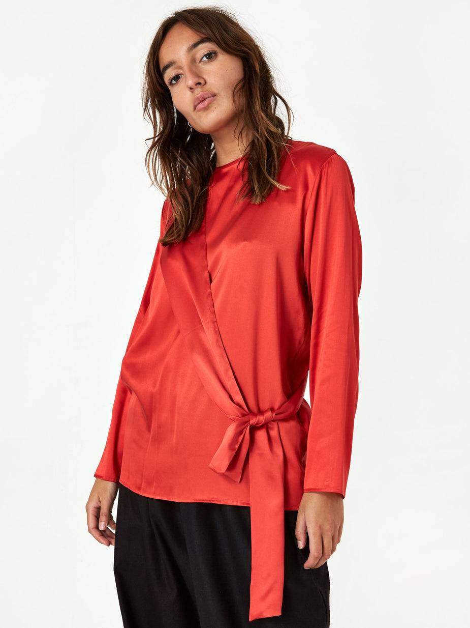Baserange Baserange Gada Top Silk Satin - Simin Red - Red