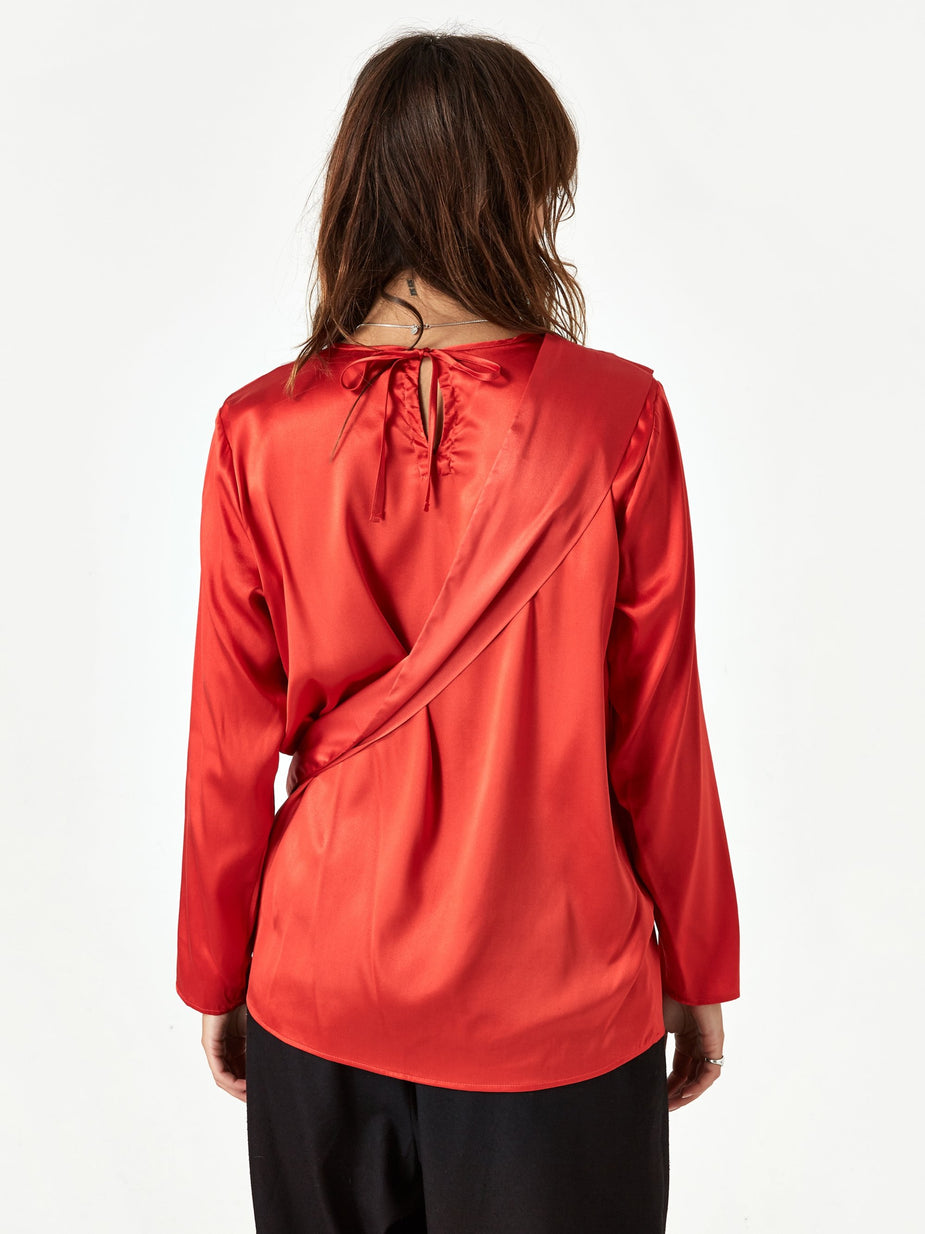 Baserange Baserange Gada Top Silk Satin - Simin Red - Red