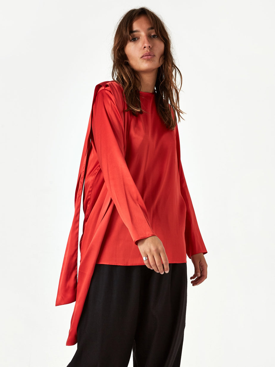 Baserange Baserange Gada Top Silk Satin - Simin Red - Red