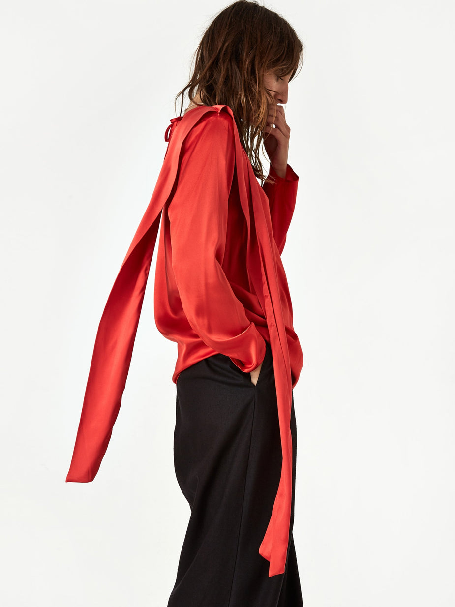 Baserange Baserange Gada Top Silk Satin - Simin Red - Red