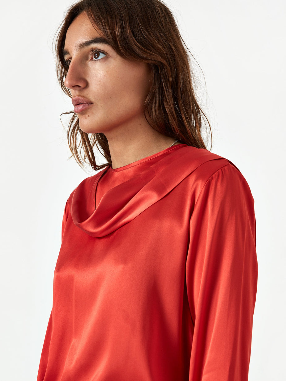 Baserange Baserange Gada Top Silk Satin - Simin Red - Red