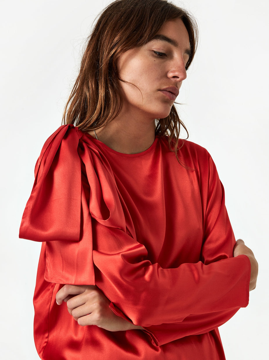 Baserange Baserange Gada Top Silk Satin - Simin Red - Red