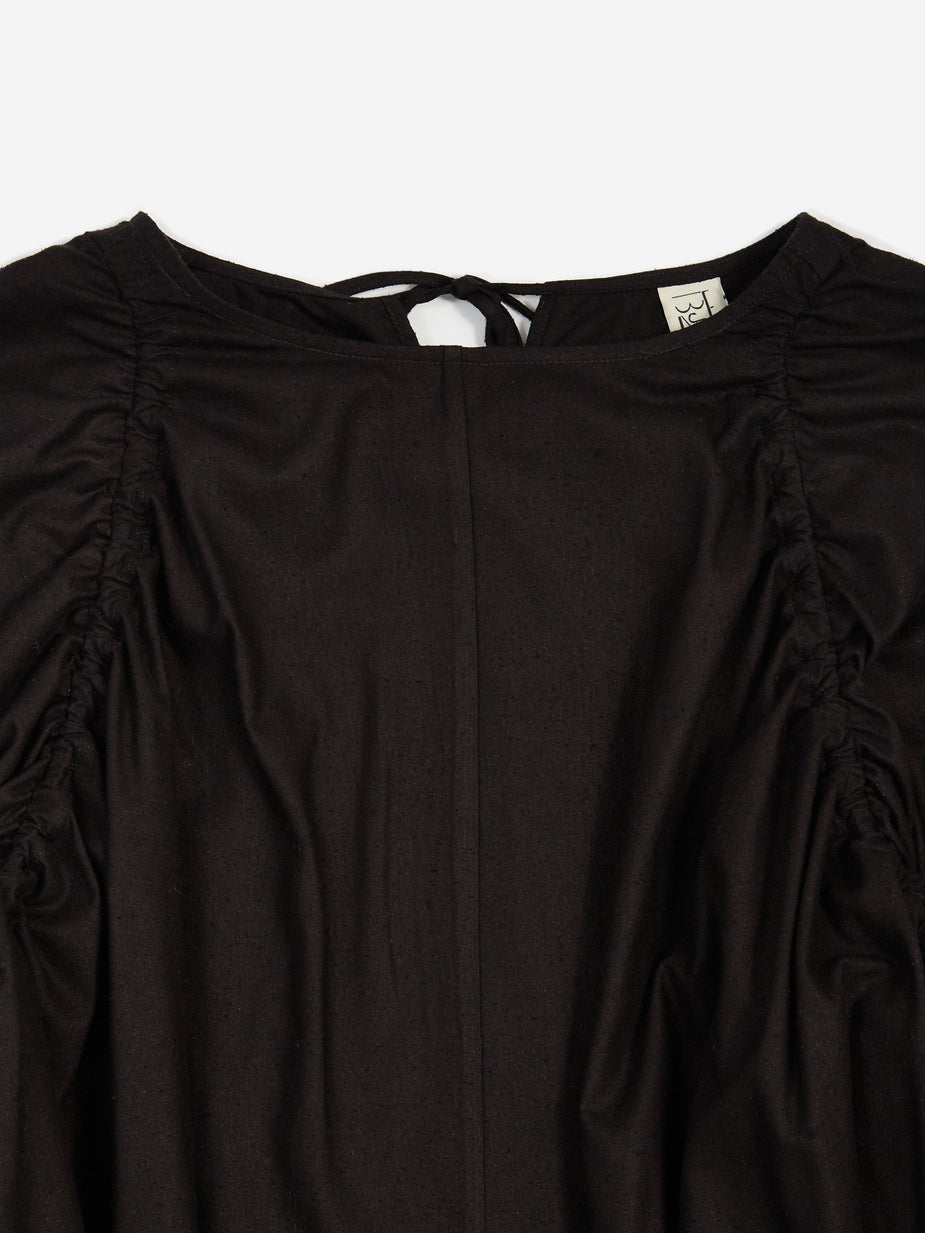 Baserange Baserange Honda Blouse Raw Silk - Black - Black