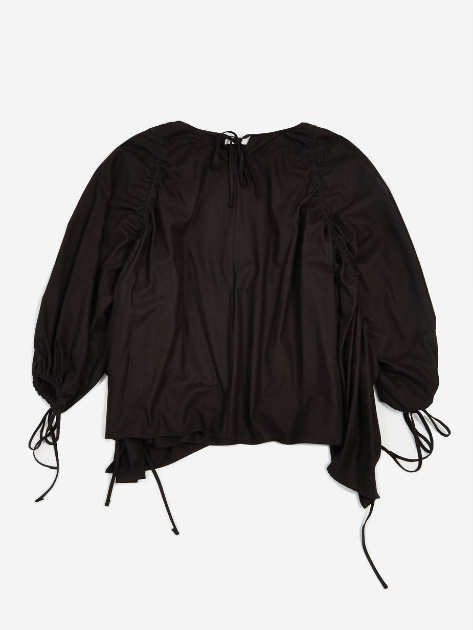 Baserange Baserange Honda Blouse Raw Silk - Black - Black