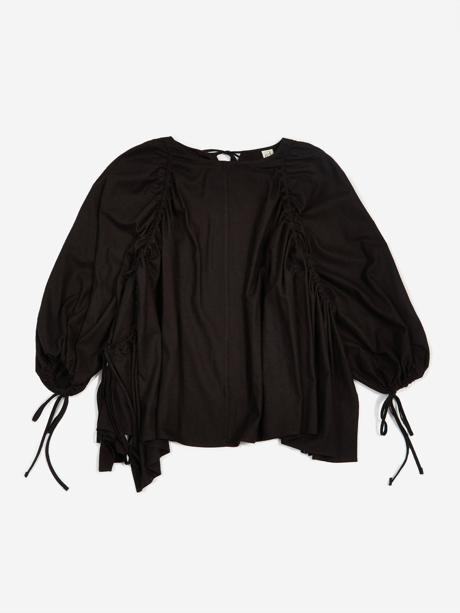 Baserange Baserange Honda Blouse Raw Silk - Black - Black