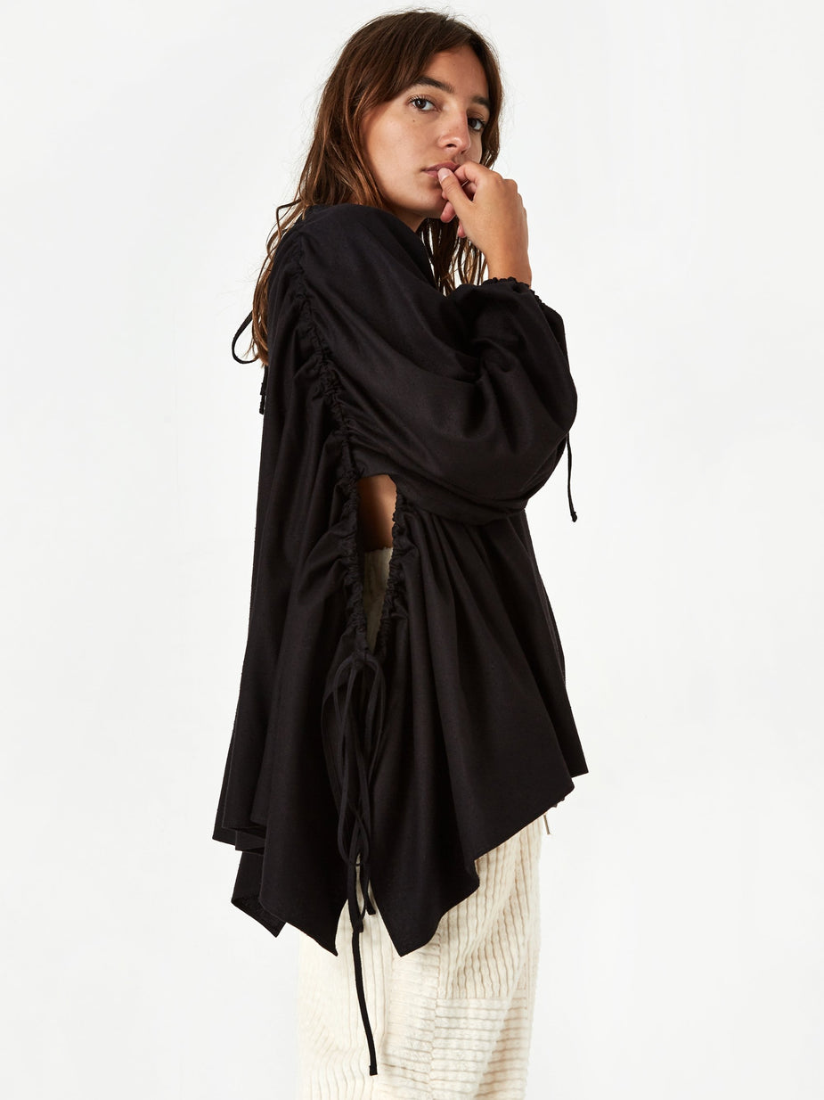Baserange Baserange Honda Blouse Raw Silk - Black - Black
